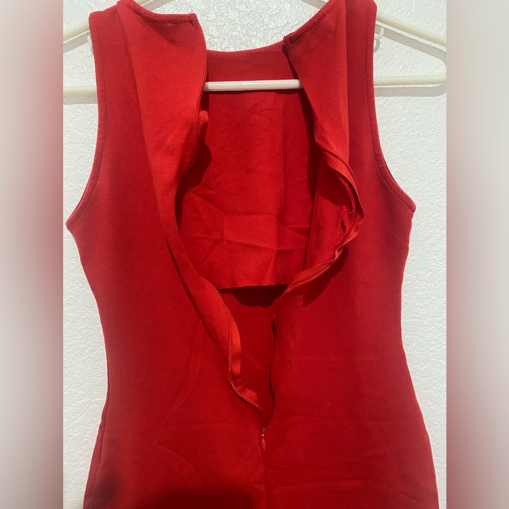 Red Bodycon Cocktail Dress Small – Sleeveless Fitted Party Dress - Picture 4 of 4